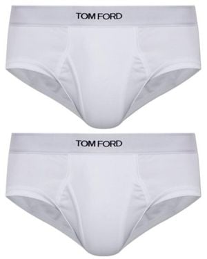 Tom Ford Logo-Waistband Briefs - White
