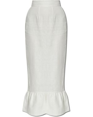 Posse Ruffled Linen Skirt - White