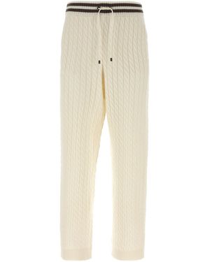 Brunello Cucinelli Drawstring Straight Leg Trousers - Natural