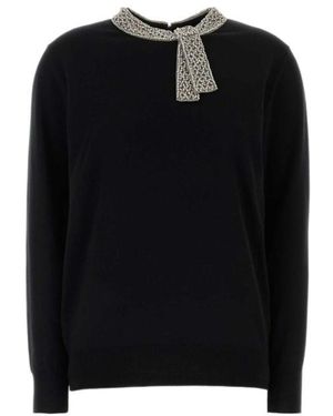 Valentino Embellished Scarf Detailed Jumper - Black