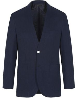 Brioni Midnight Linen, Wool And Silk Jardigan - Blue