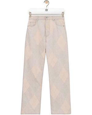 Loewe Argyle-Pattern Buckle-Detail Jeans - White