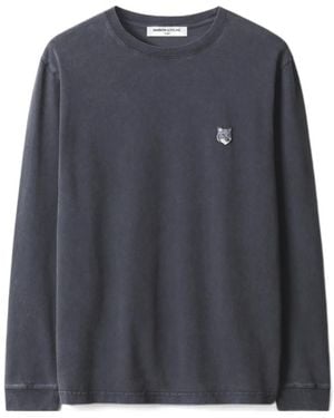 Maison Kitsuné Maison Kitsuné Fox Head Patch Long-Sleeved T-Shirt - Blue