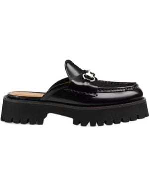 Gucci Horsebit Leather Mules - Black
