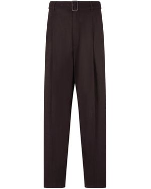 Emporio Armani Belted Straight Leg Trousers - Multicolour
