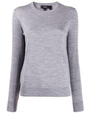 Theory Long-Sleeved Crewneck Jumper - Grey