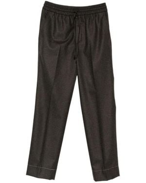 Brioni Drawstring-Waist Pressed-Crease Pants - Black