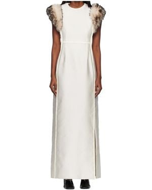 Jil Sander Fur-Trimmed Sleeveless Maxi Dress - White