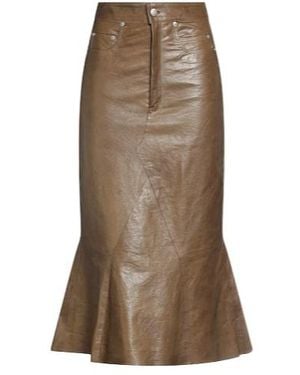 Rick Owens Casual Leather A-Line Skirt - Brown