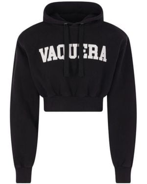 VAQUERA Cropped Logo Hoodie - Black