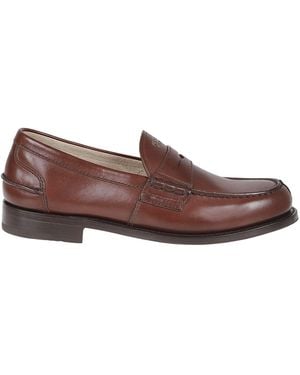 Prada Logo Leather Loafers - Brown