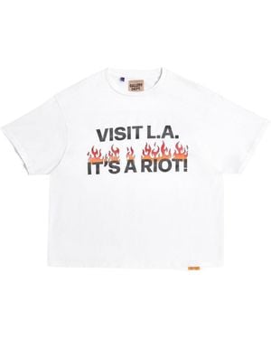 GALLERY DEPT. Cropped Flameandletter Print Tshirt - White