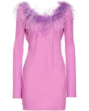 GIUSEPPE DI MORABITO Viscose Mini Dress W/ Feathers - Pink