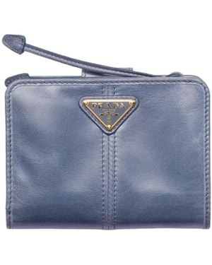 Prada Small Leather Wallet - Blue