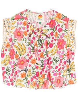 FARM Rio Floral Printed Pom-Pom Sleeveless Top - Pink