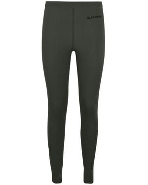 Jil Sander Logo Printed High-Waisted Leggings - Gray