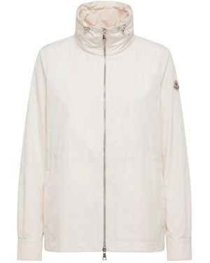 Moncler Enette Tech Hooded Short Parka Jacket - White