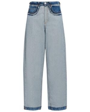 Marni Raw-Cut Edge Wide-Leg Jeans - Blue