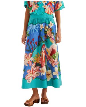 FARM Rio Floral Midi Skirt - Blue