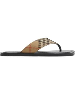 Burberry Checked Pavilion Slip-On Slides - Brown