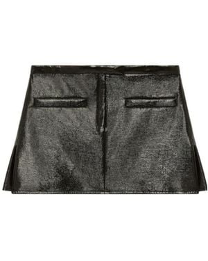 Courreges Double-Slits Faux-Leather Miniskirt - Black