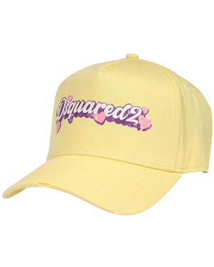 DSquared² Logo-Print Cotton Cap - Yellow