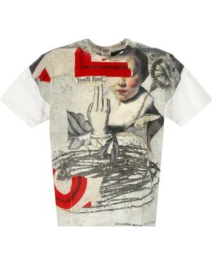 Junya Watanabe Round Collar Printed T-Shirt - Grey