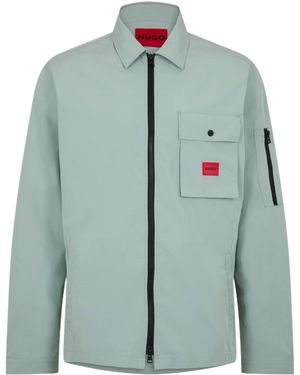BOSS Hugo Emmond Cotton Long Sleeve Zip Overshirt - Green