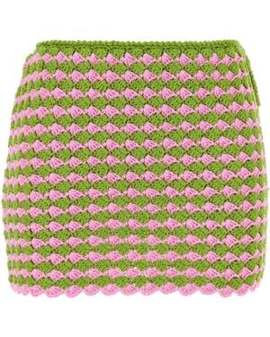 Prada Two-Toned Crochet Mini Skirt - Green