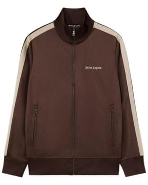 Palm Angels Logo Embroidered Zipped Track Jacket - Brown