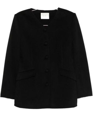 Lisa Yang Tailored V-Neck Button Blazer - Black
