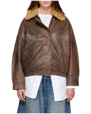 R13 Leather Jacket With A Zipper - Multicolor