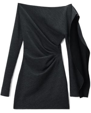 Alexander Wang Asymmetric Drape Long Sleeve Mini Dress - Black