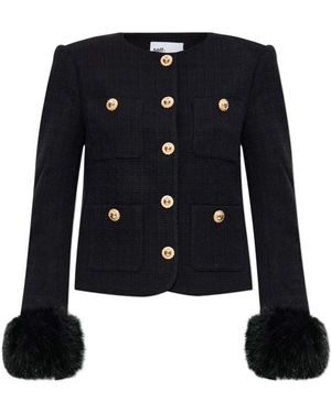 Self-Portrait Boucle Fur Cuff Jacket - Black