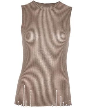 Uma Wang Ribbed Knit Pullover - Brown