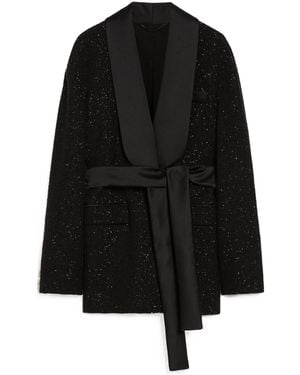 Max Mara Pianoforte Embellished Belted Jacket - Black