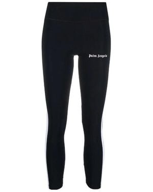 Palm Angels Logo-Printed Mid-Rise Track Leggings - Black