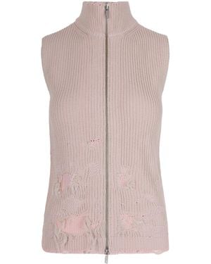 MM6 by Maison Margiela Distressed Knitted Vest - Pink