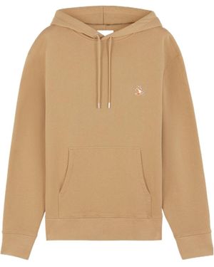 Maison Kitsuné Maison Kitsuné Bold Fox Head Patch Drawstring Hoodie - Natural