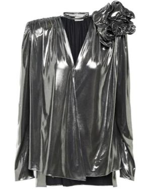 Magda Butrym Appliqué Metallic Blouse - Black