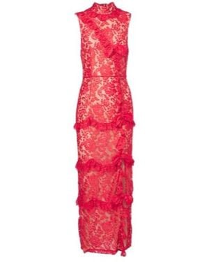 Alessandra Rich Bow-Detail Tiered Lace Cocktail Dress