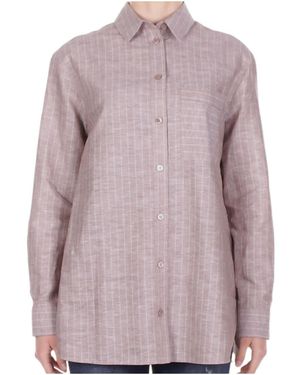 Max Mara Mm Studio Striped Button-Up Shirt - Purple