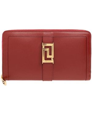 Versace Greca-Buckle Zip Wallet - Red