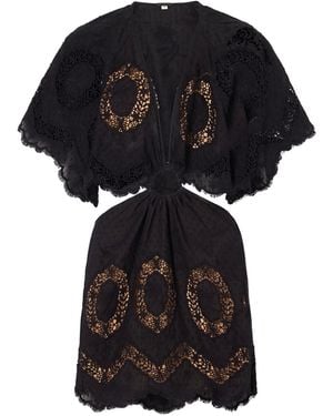 Johanna Ortiz Paradise Broderie Anglaise Cotton Mini Dress - Black