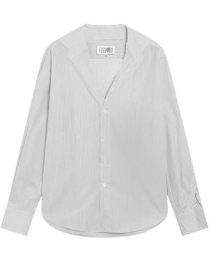 MM6 by Maison Margiela Striped Collarless Shirt - White