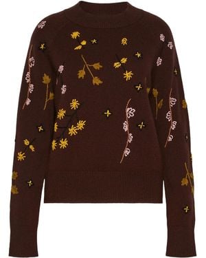 Weekend by Maxmara Embroidered Wool Sweater - Brown