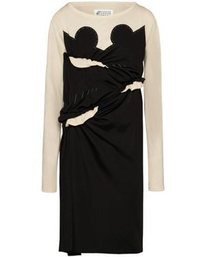 Maison Margiela Patchwork Long-Sleeved Dress - Black