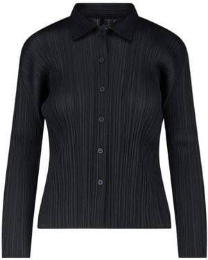 Pleats Please Issey Miyake Pleated Button-Up Shirt - Black