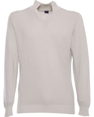 Fedeli V-Neck Knitted Pullover - White