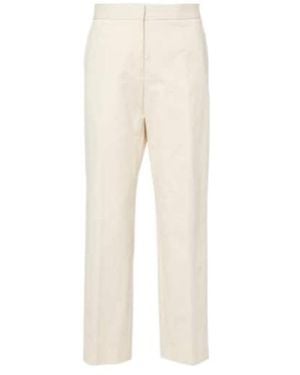 Jil Sander Cropped Cotton Straight Pants - Natural